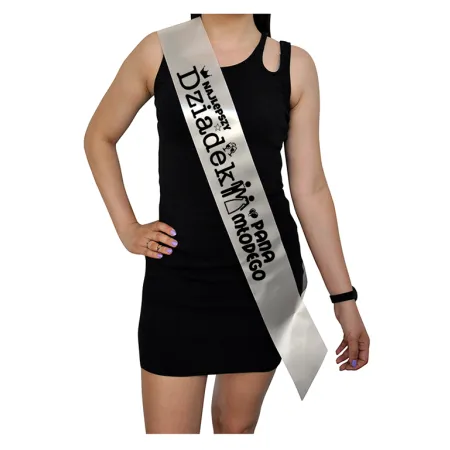 Szarfa ECRU Ślub Najlepszy Dziadek Pana Młodego